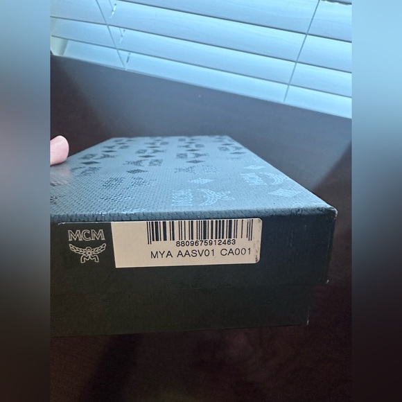 LIKE NEW MCM Red and Tan Allover Logo Printed Zipped Card Holder. - Picture 7 of 7